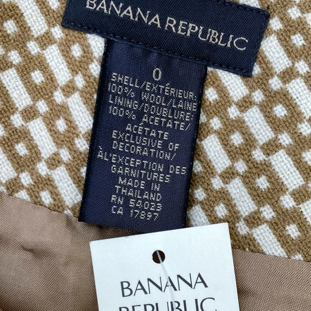 Banana Republic 100% Wool Horse-bit Leather trim pencil skirt Y2K vintage NWT